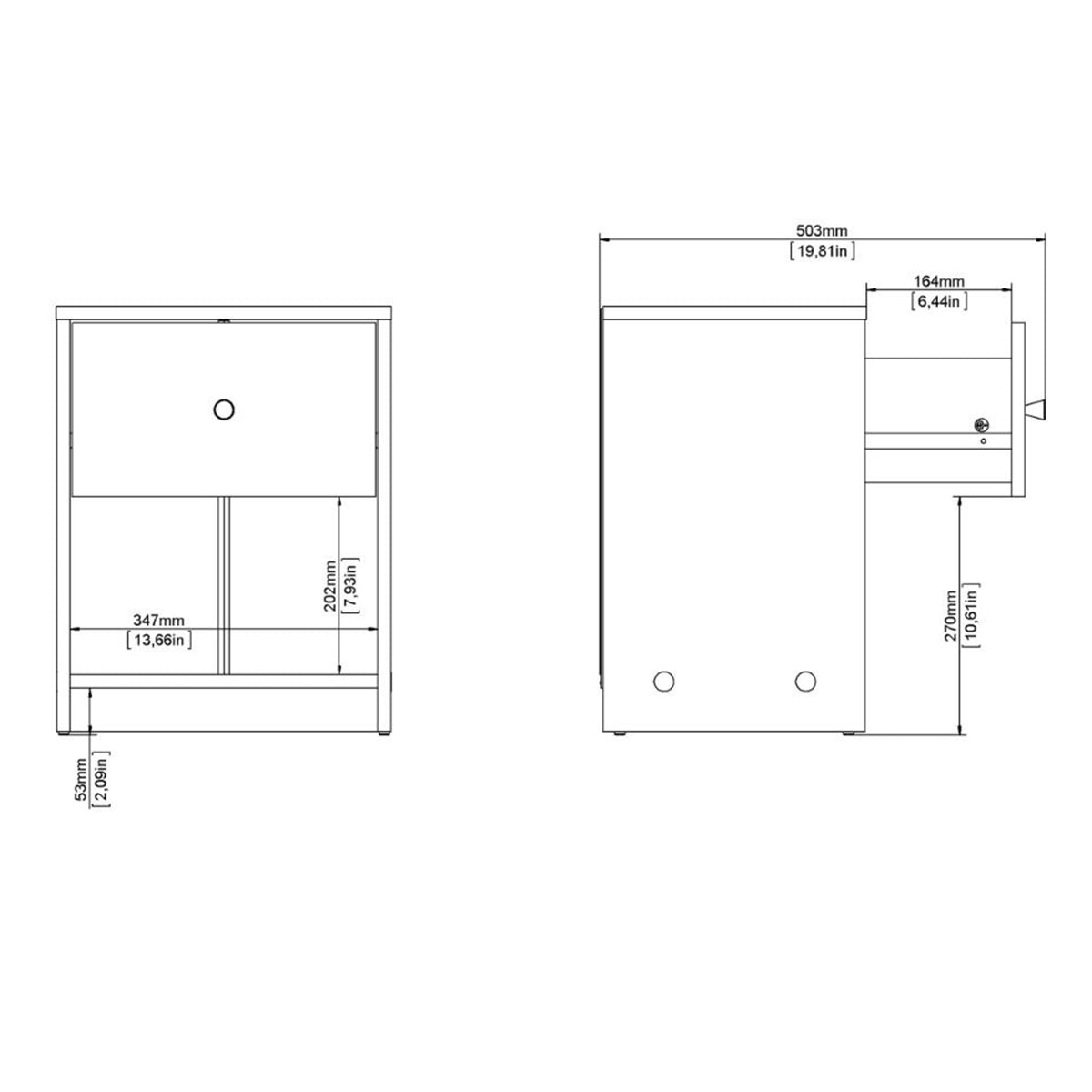 Wooden Bedside Cabinet With 1 Drawer - May