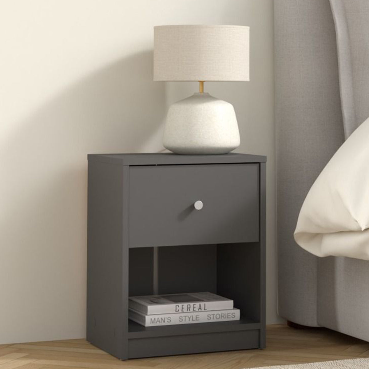 Wooden Bedside Cabinet With 1 Drawer - May