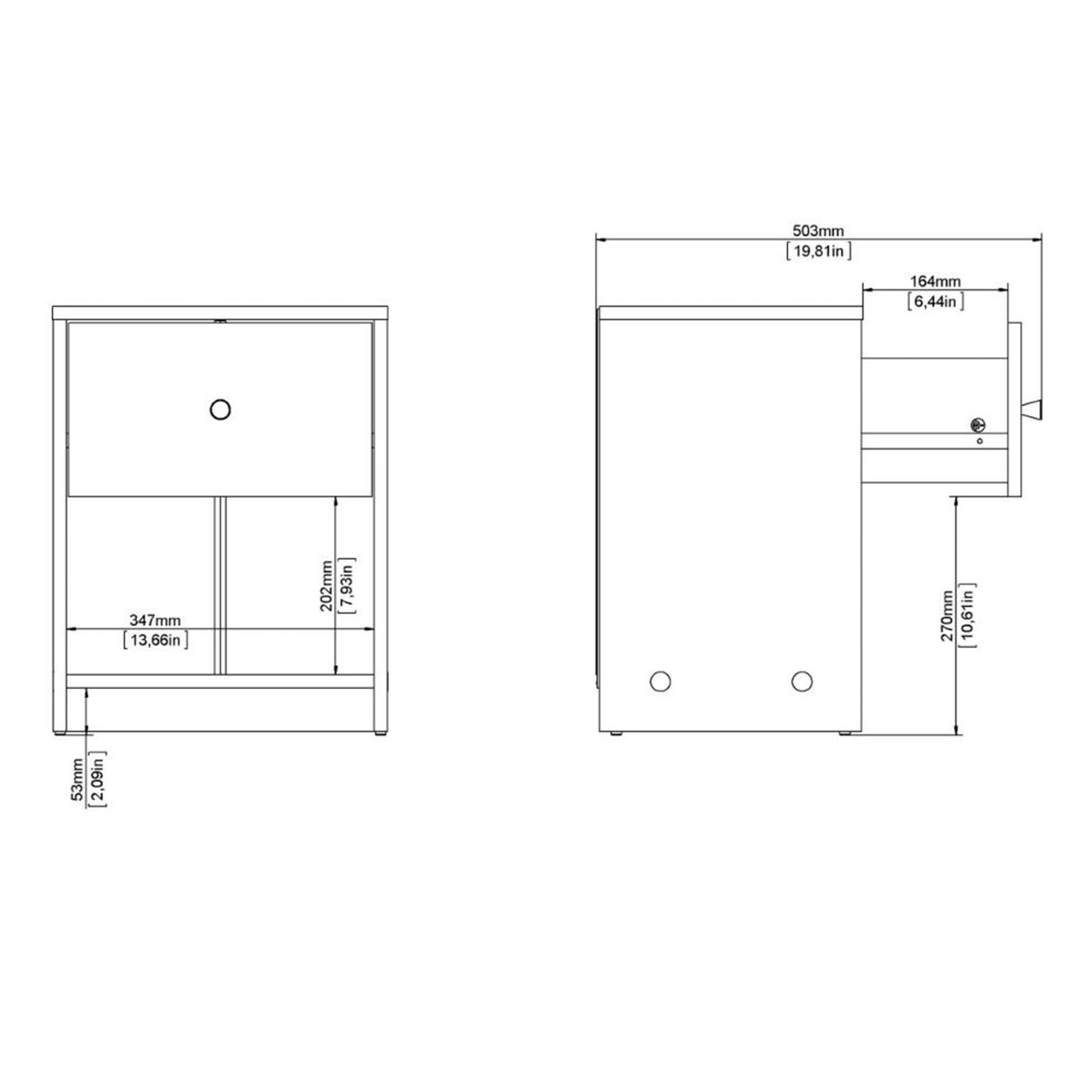 Wooden Bedside Cabinet With 1 Drawer - May