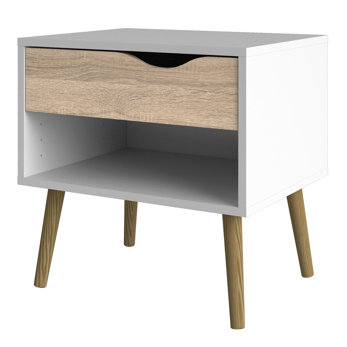 Wooden Bedside Cabinet With 1 Drawer - Oslo