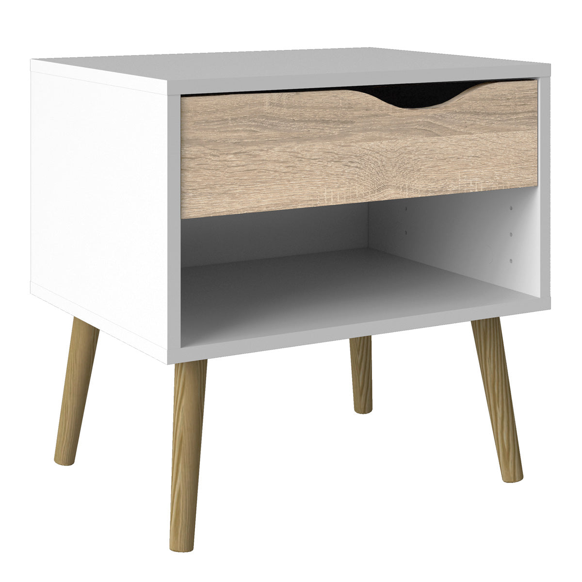 Wooden Bedside Cabinet With 1 Drawer - Oslo