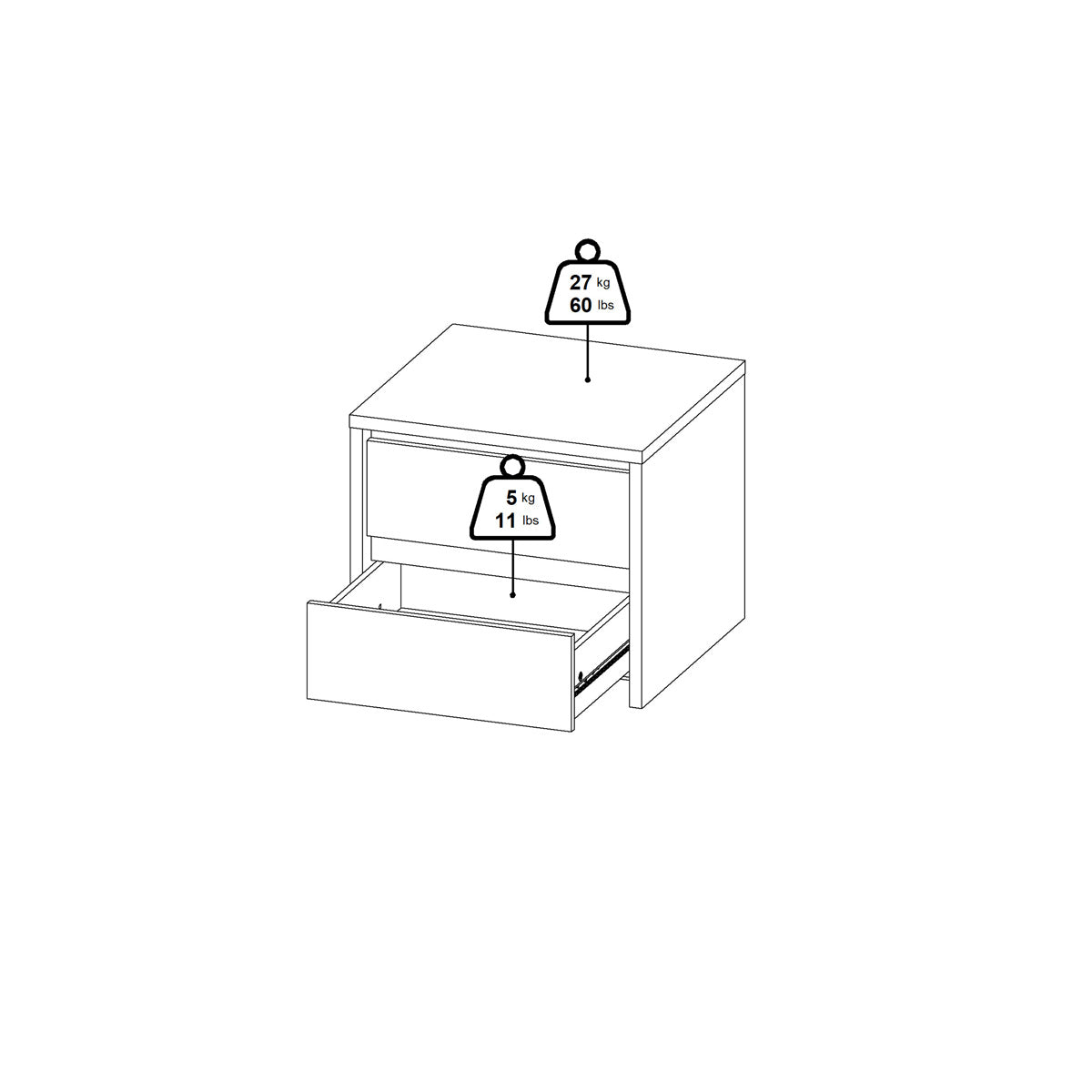 Wooden Bedside Cabinet With 2 Drawers - Next