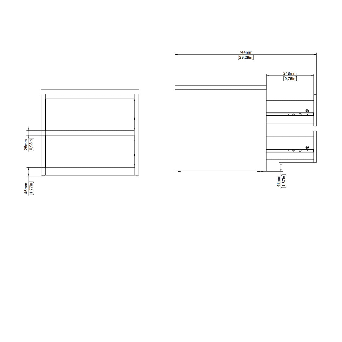 Wooden Bedside Cabinet With 2 Drawers - Next