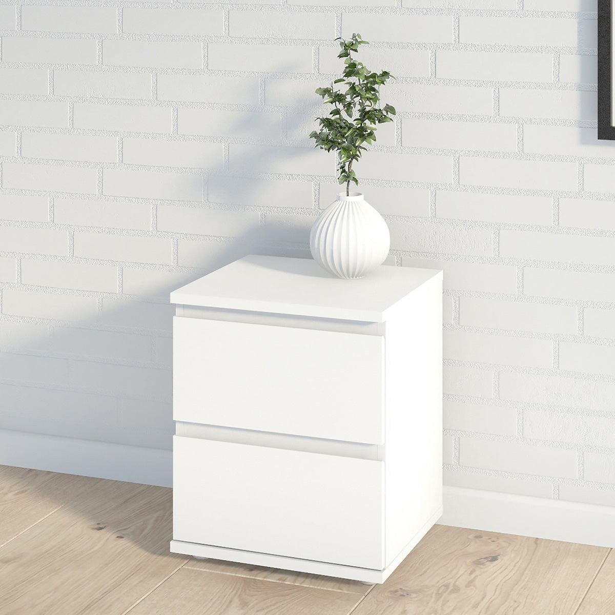 Wooden Bedside Cabinet With 2 Drawers - Nova
