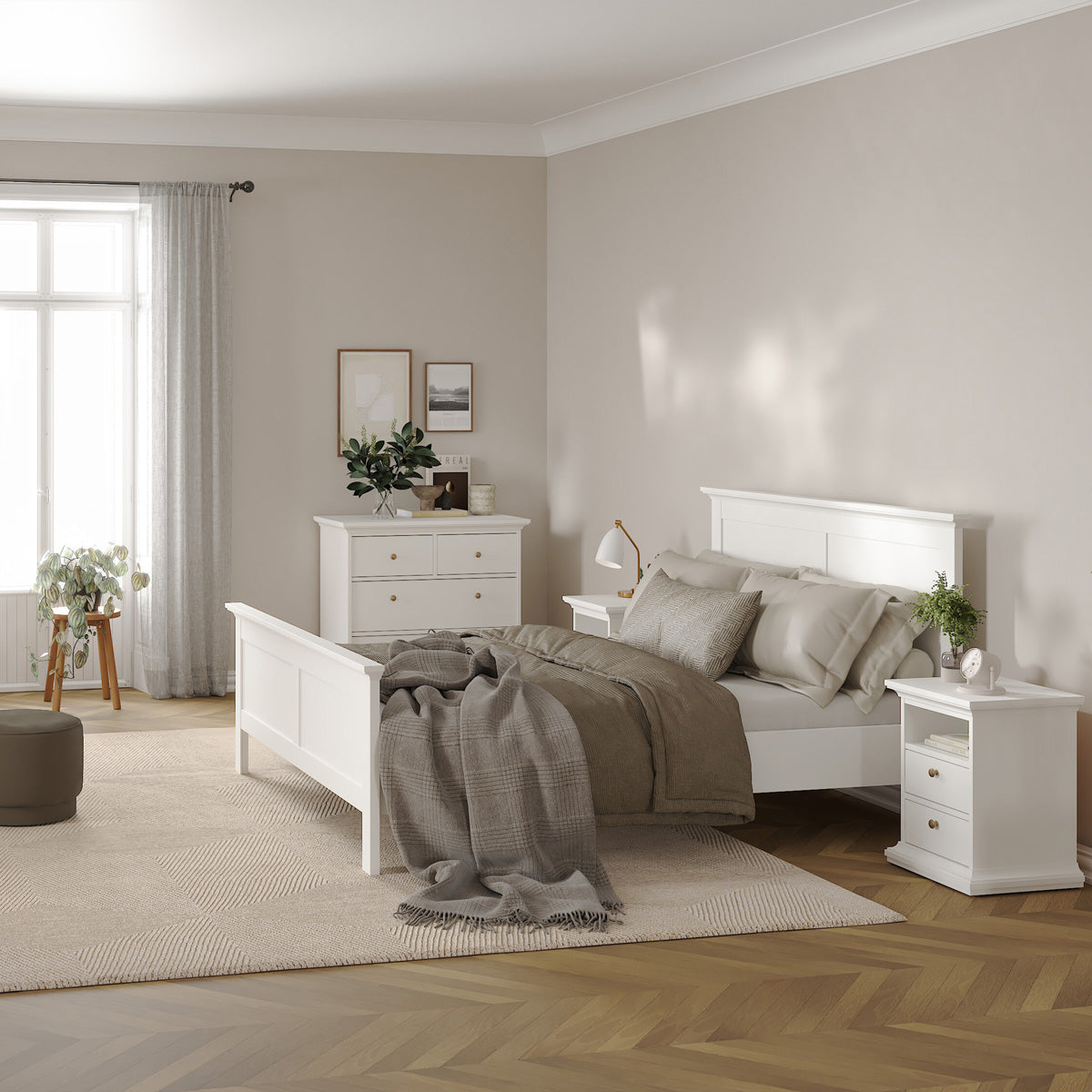 Wooden Bedside Cabinet With 2 Drawers - Paris