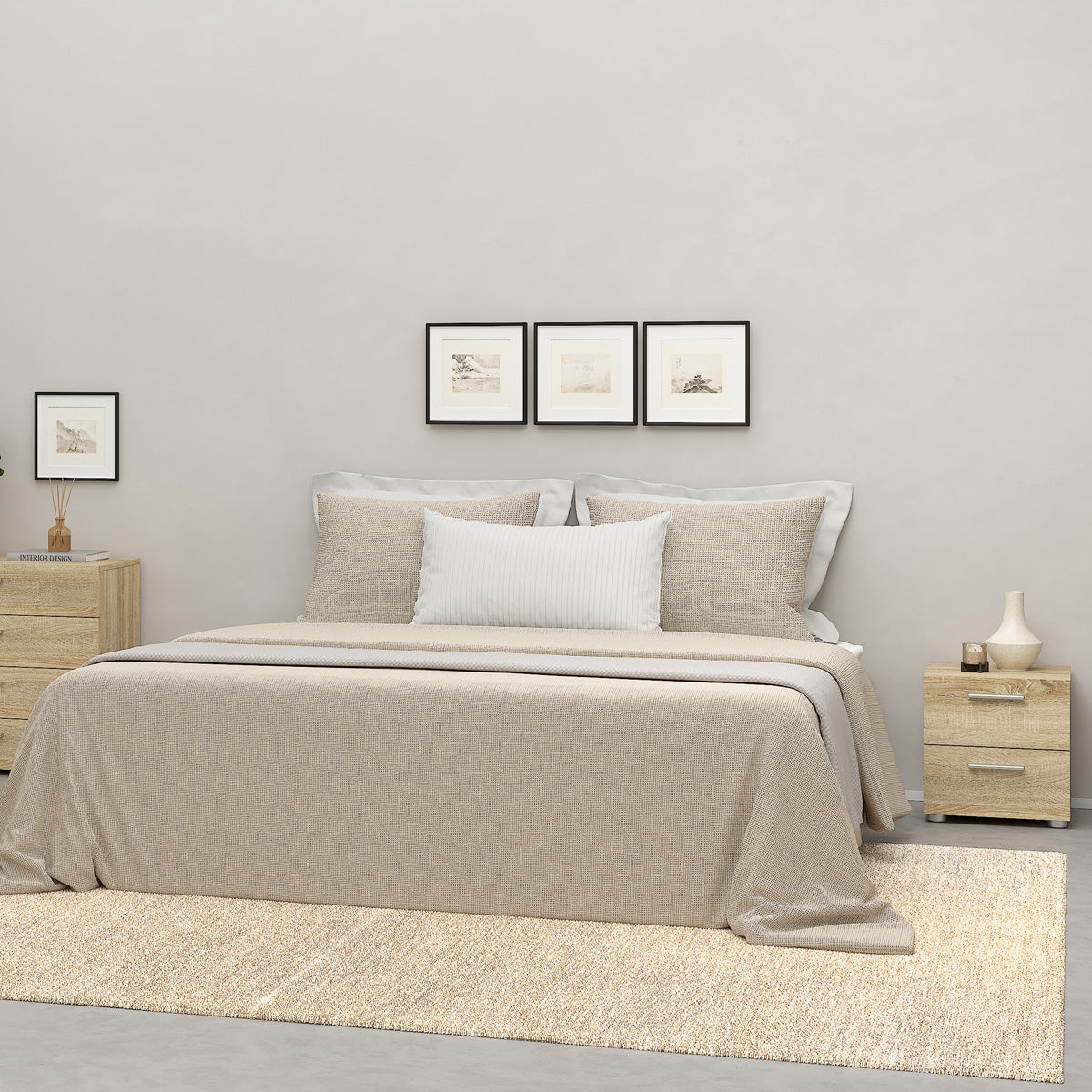 Wooden Bedside Cabinet With 2 Drawers - Pepe