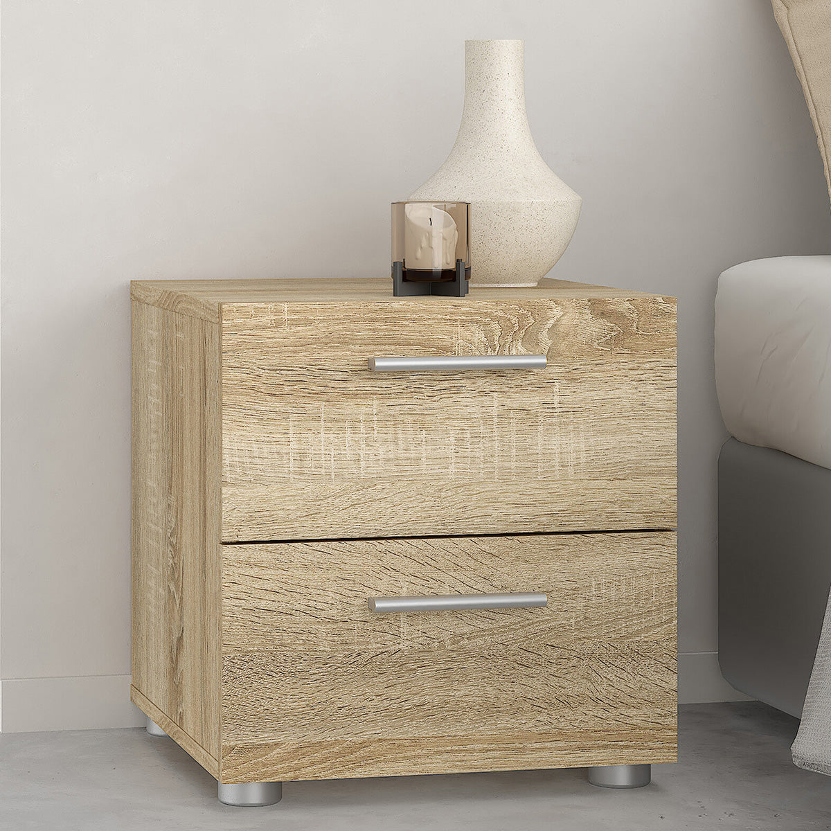 Wooden Bedside Cabinet With 2 Drawers - Pepe
