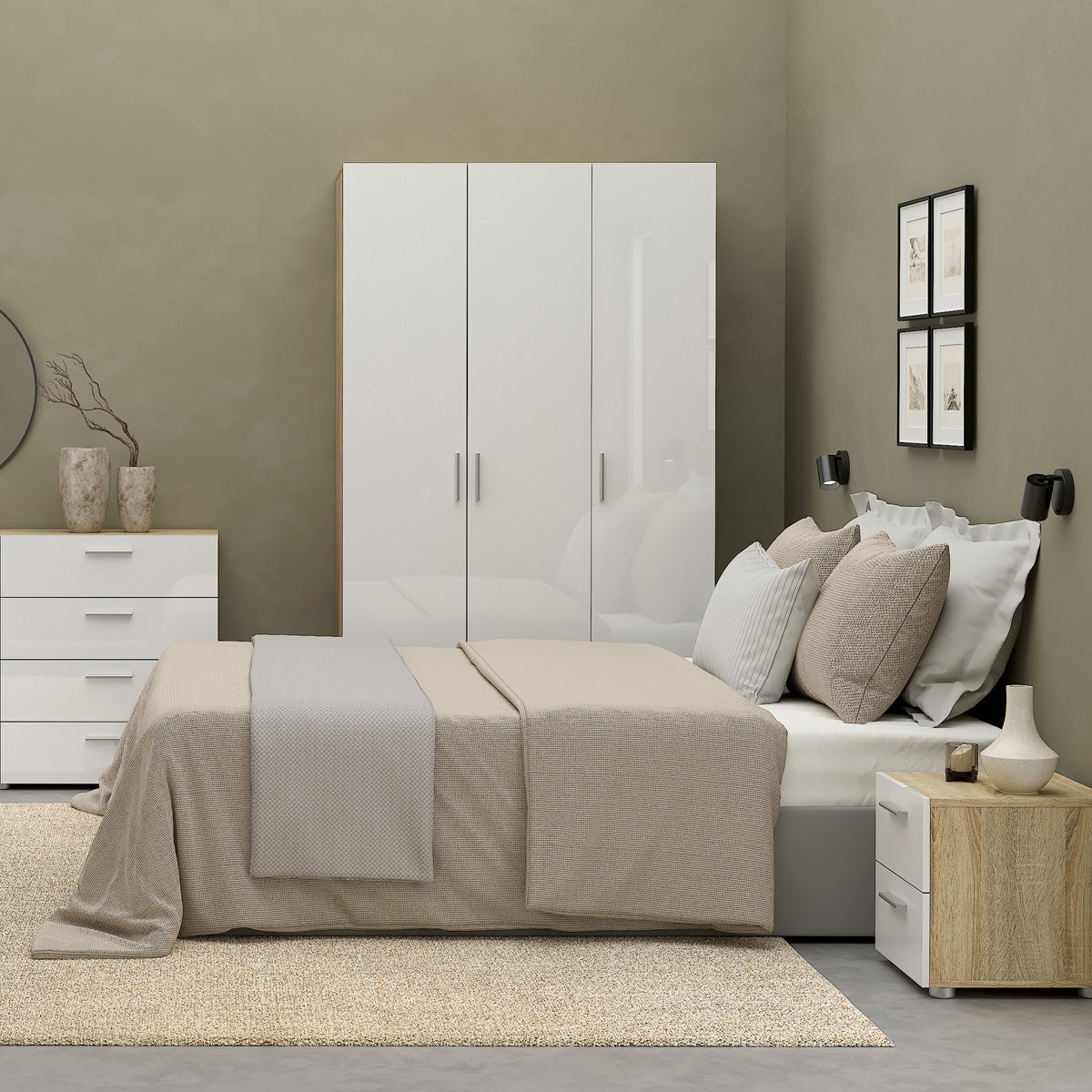 Wooden Bedside Cabinet With 2 Drawers - Pepe