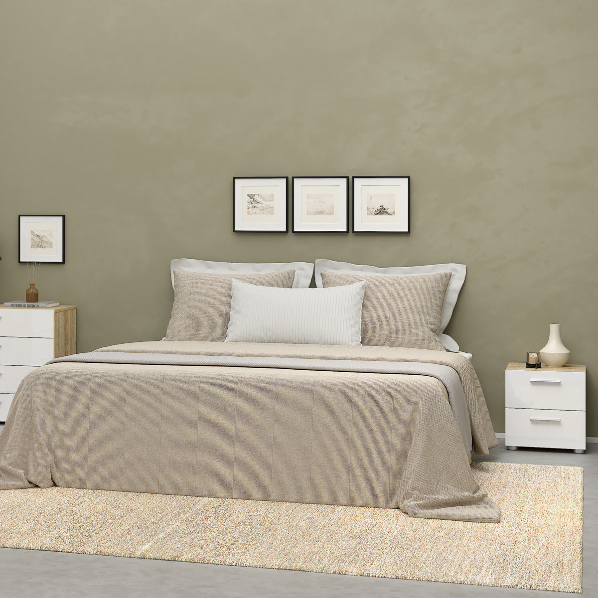 Wooden Bedside Cabinet With 2 Drawers - Pepe