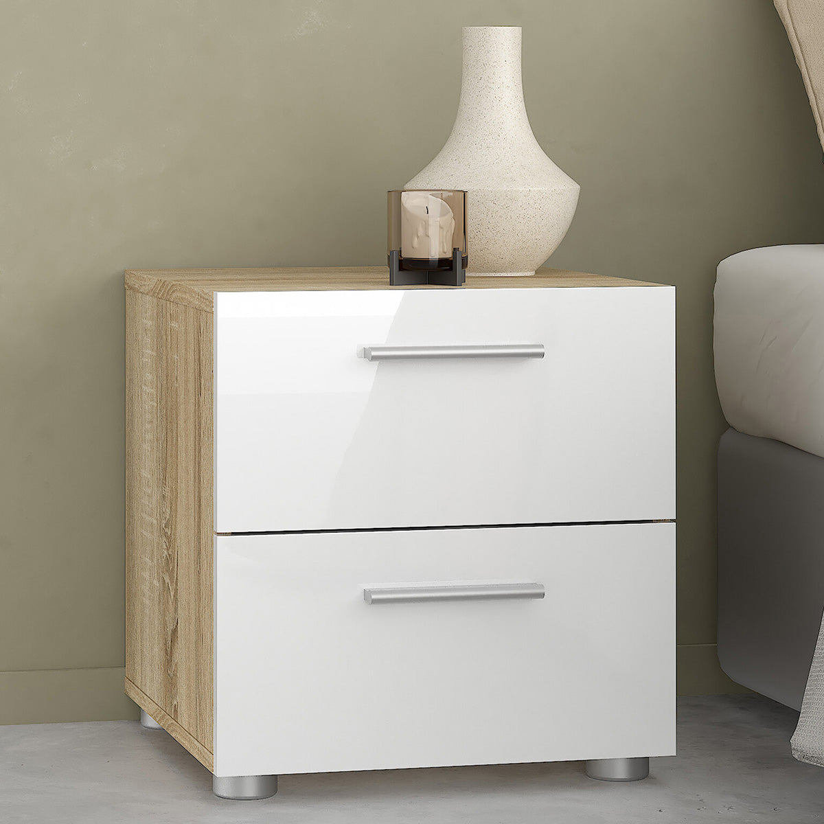 Wooden Bedside Cabinet With 2 Drawers - Pepe