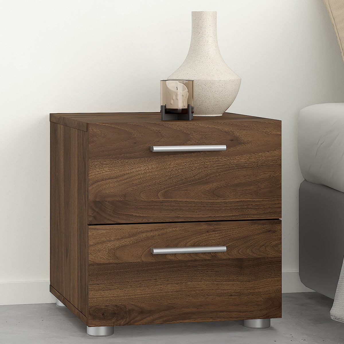 Wooden Bedside Cabinet With 2 Drawers - Pepe