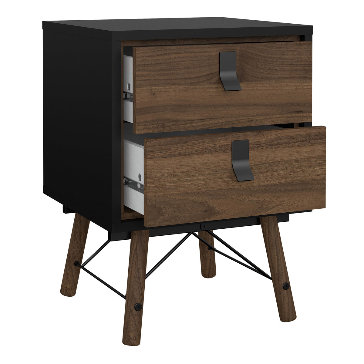 Wooden Bedside Cabinet With 2 Drawers - Ry