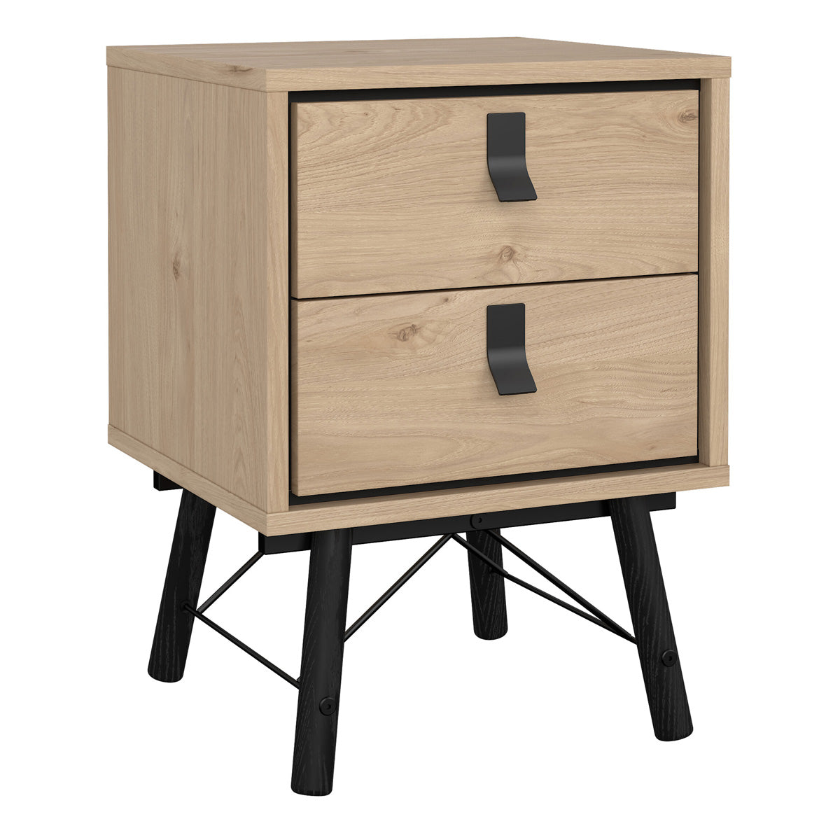 Wooden Bedside Cabinet With 2 Drawers - Ry