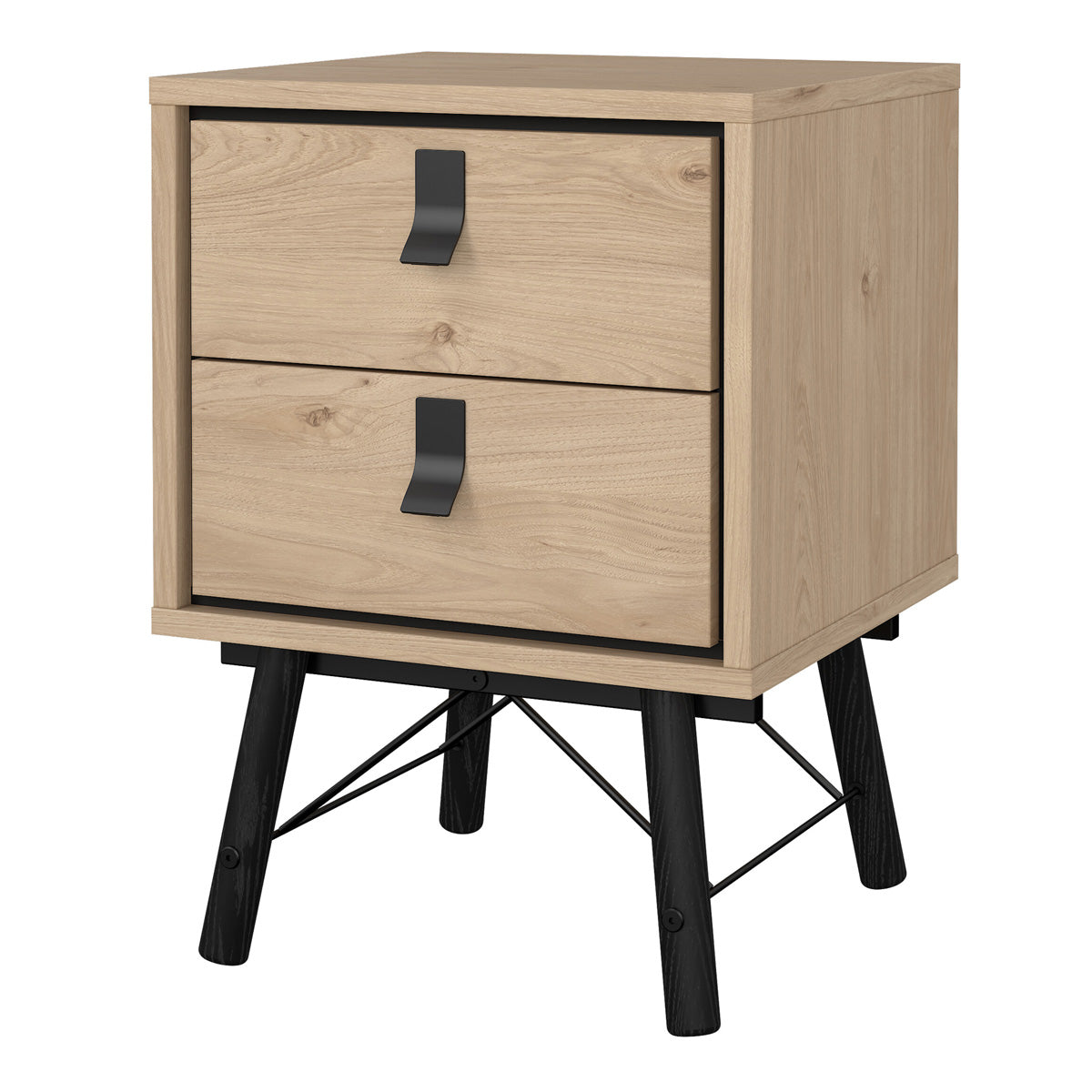 Wooden Bedside Cabinet With 2 Drawers - Ry