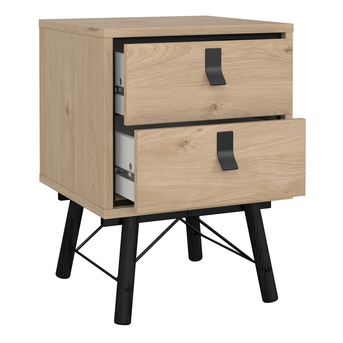 Wooden Bedside Cabinet With 2 Drawers - Ry