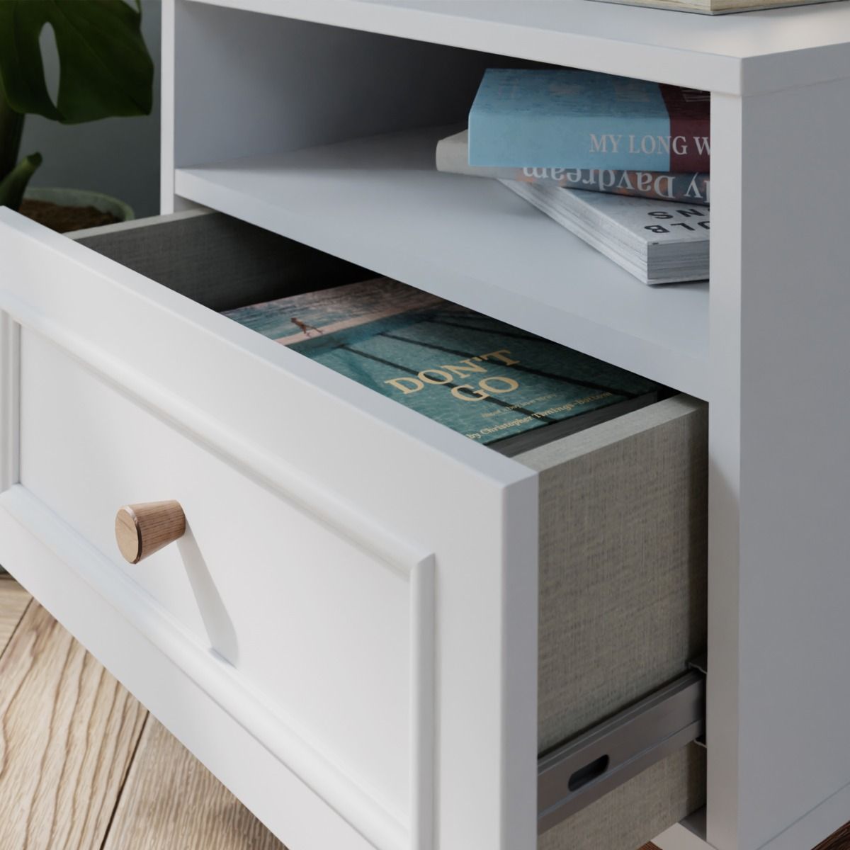 Wooden Bedside Cabinet With 2 Drawers - Wensley
