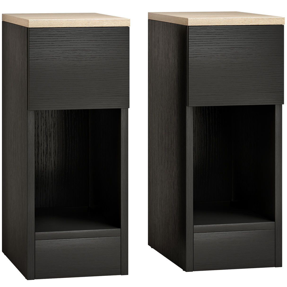 Wooden Bedside Cabinet 20cm Wide With 2 Drawers - Velmora