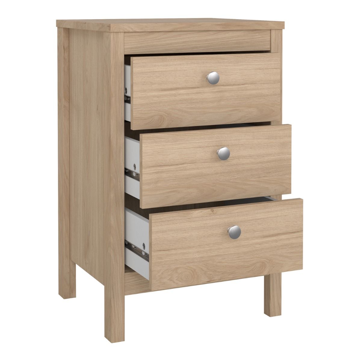 Wooden Bedside Cabinet With 3 Drawers - Madrid