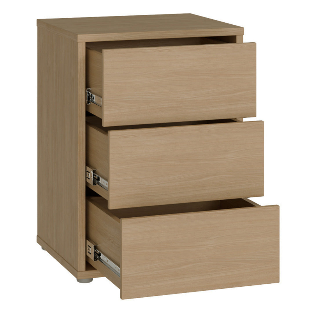 Wooden Bedside Cabinet With 3 Push-to-Open Drawers - Alice Springs