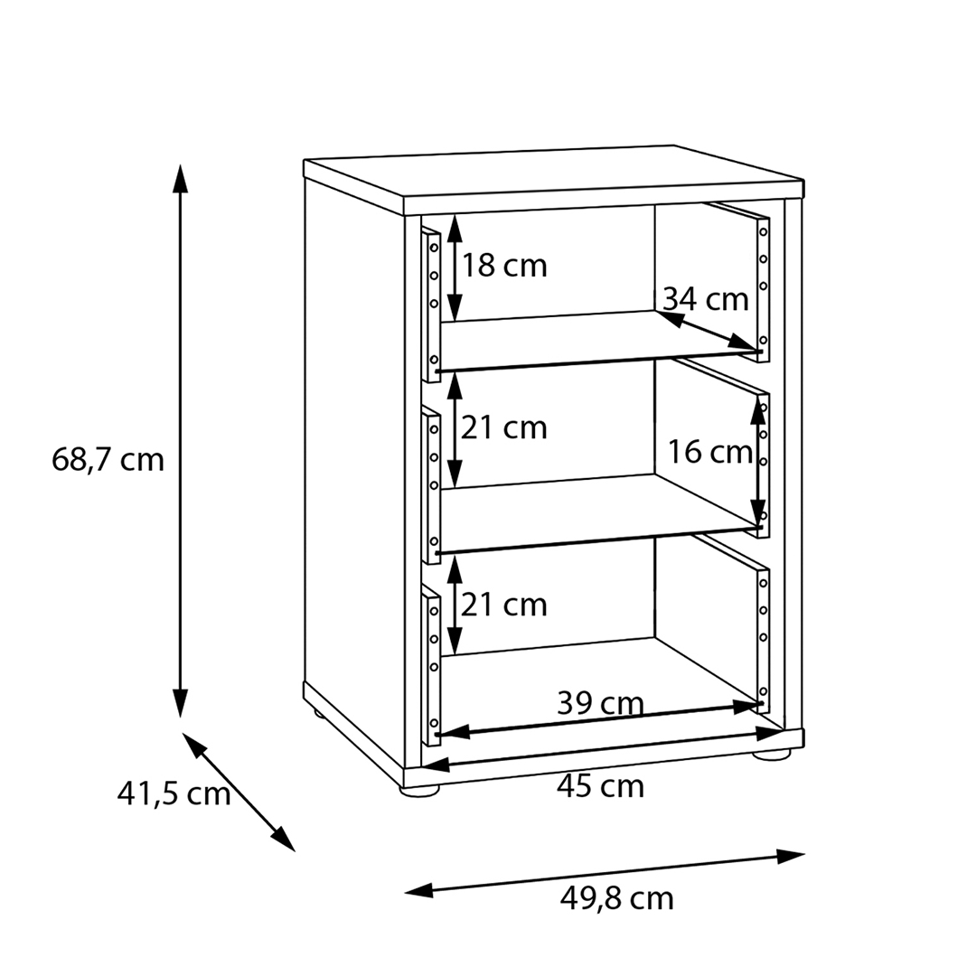 Wooden Bedside Cabinet With 3 Push-to-Open Drawers - Alice Springs