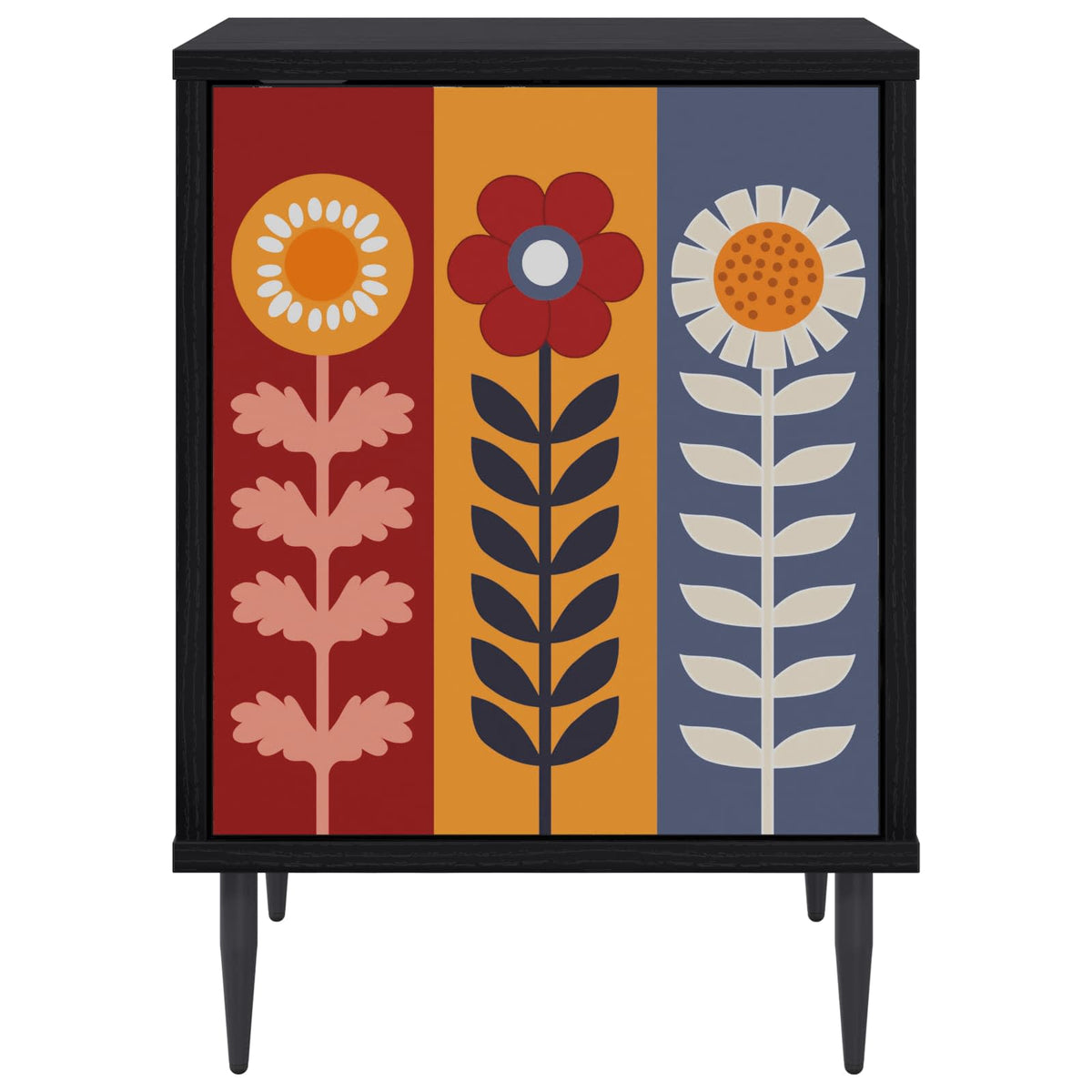 Wooden Bedside Cabinet 36cm Wide With 1 Door And Raised Feet in Set Of 2 - Essen