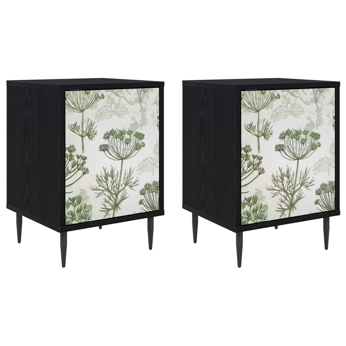 Wooden Bedside Cabinet 36cm Wide With 1 Door And Raised Feet in Set Of 2 - Gotha