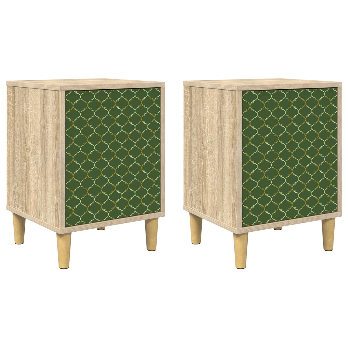 Wooden Bedside Cabinet 36cm Wide With 1 Door in Set Of 2 - Geleen