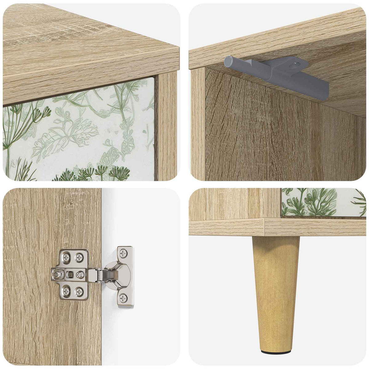 Wooden Bedside Cabinet 36cm Wide With 1 Door in Set Of 2 - Gotha