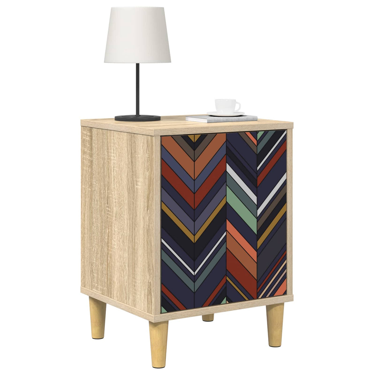 Wooden Bedside Cabinet 36cm Wide With 1 Door in Set Of 2 - Ommen