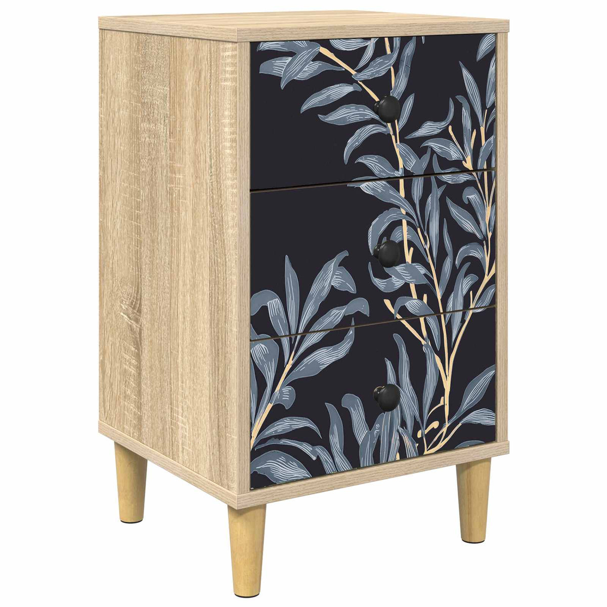 Wooden Bedside Cabinet 36cm Wide With 3 Drawers - Dokkum