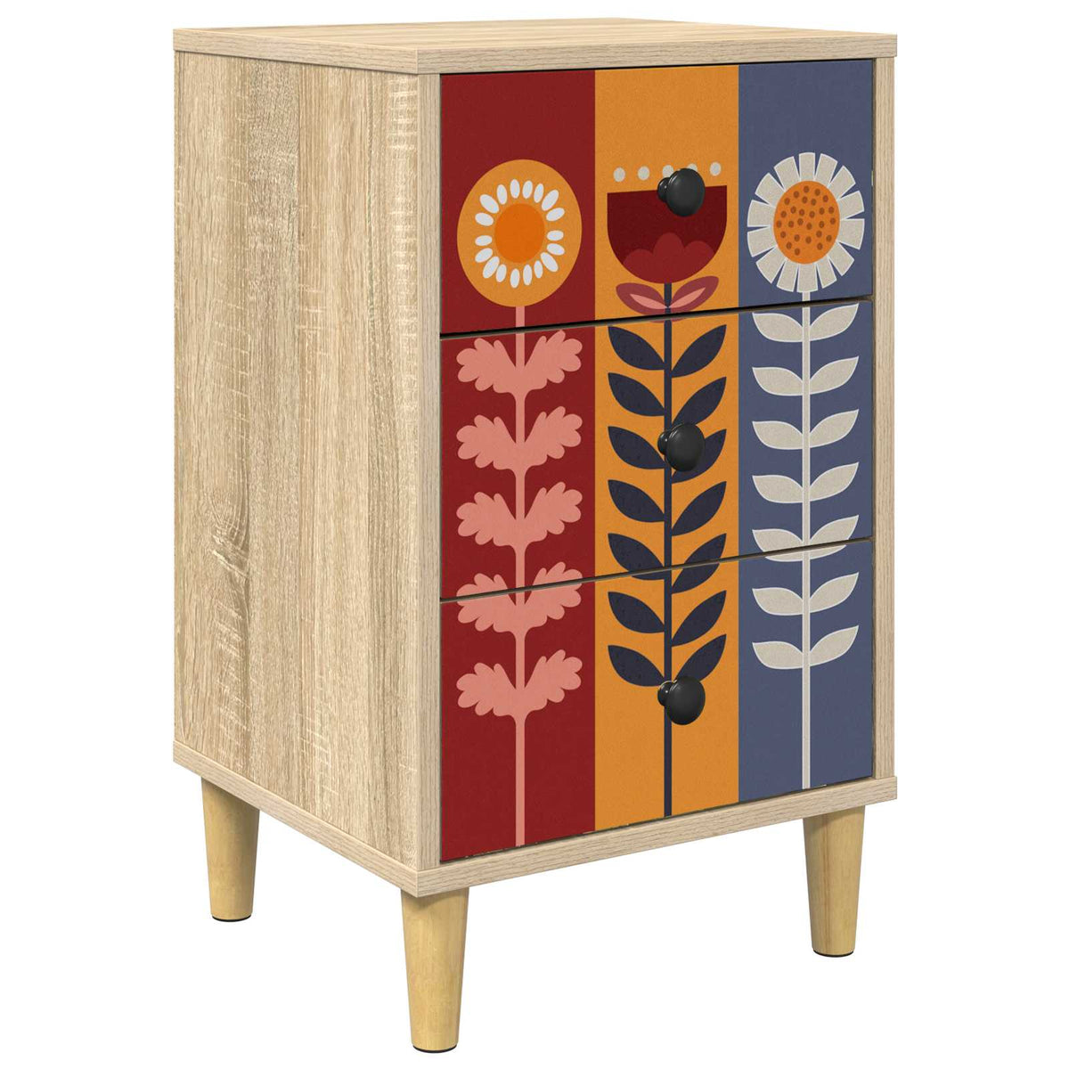 Wooden Bedside Cabinet 36cm Wide With 3 Drawers - Essen