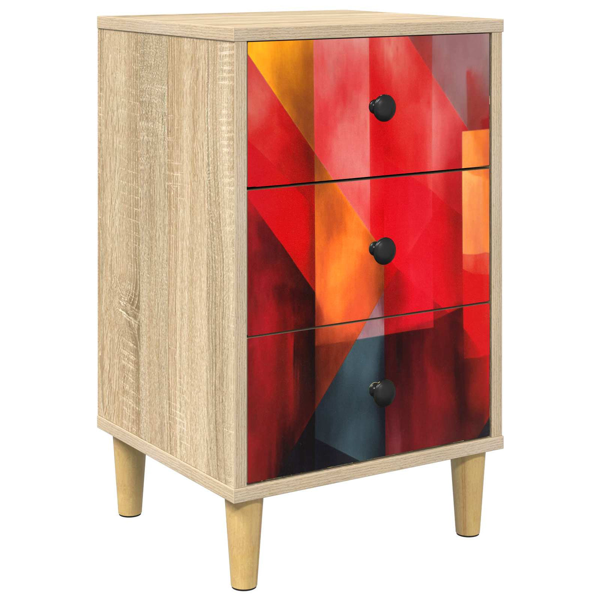 Wooden Bedside Cabinet 36cm Wide With 3 Drawers - Heesch
