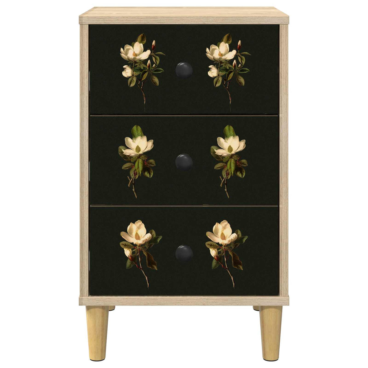 Wooden Bedside Cabinet 36cm Wide With 3 Drawers in Set Of 2 - Bremen