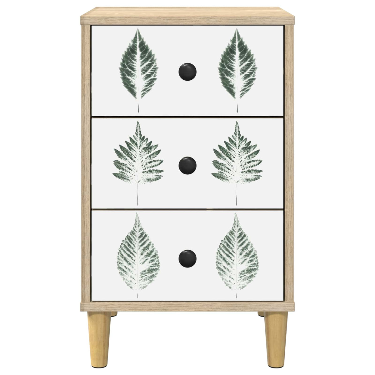 Wooden Bedside Cabinet 36cm Wide With 3 Drawers in Set Of 2 - Hanau