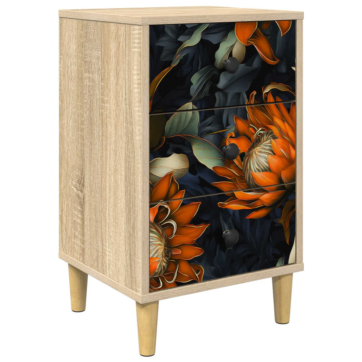 Wooden Bedside Cabinet 36cm Wide With 3 Drawers - Lochem