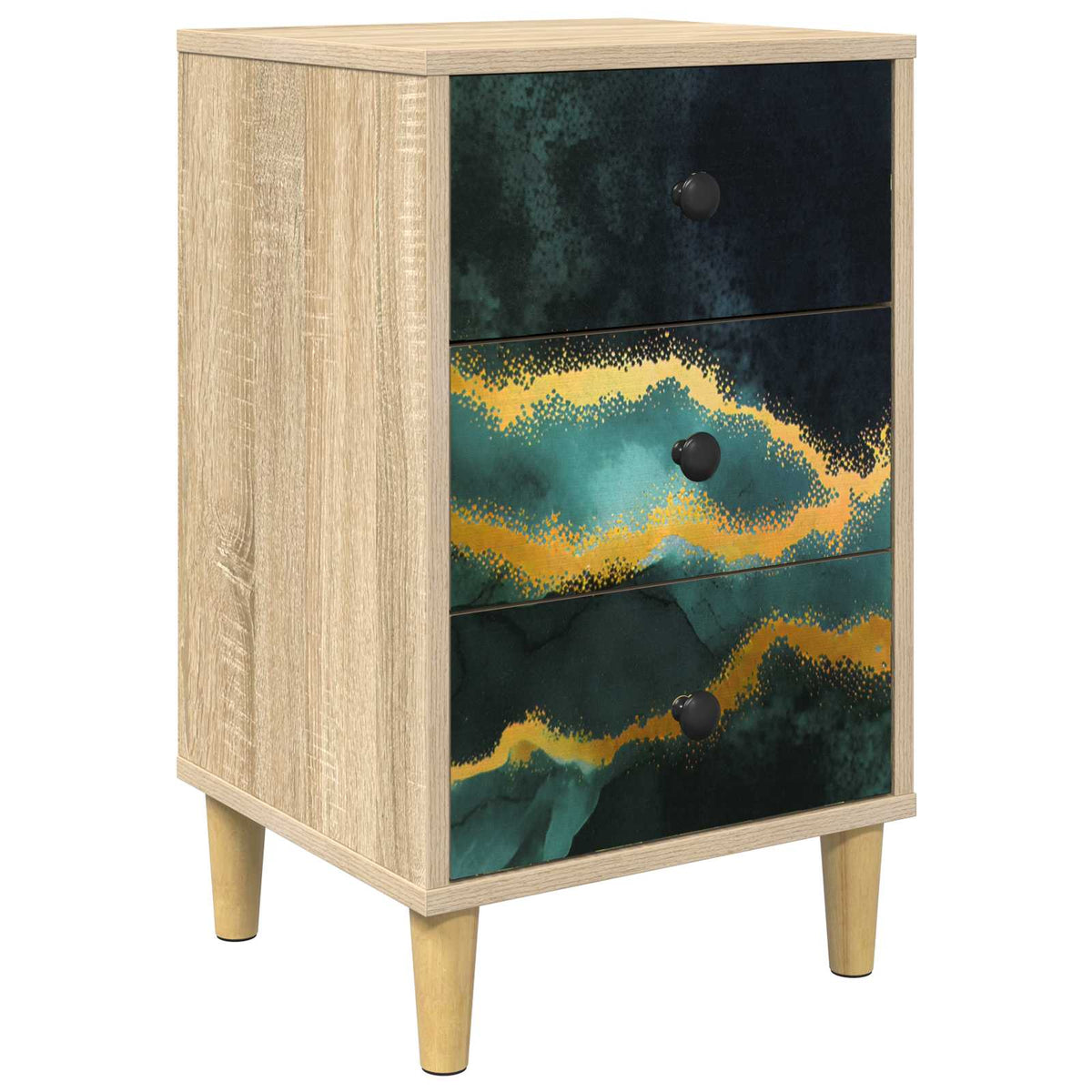 Wooden Bedside Cabinet 36cm Wide With 3 Drawers - Wijhe