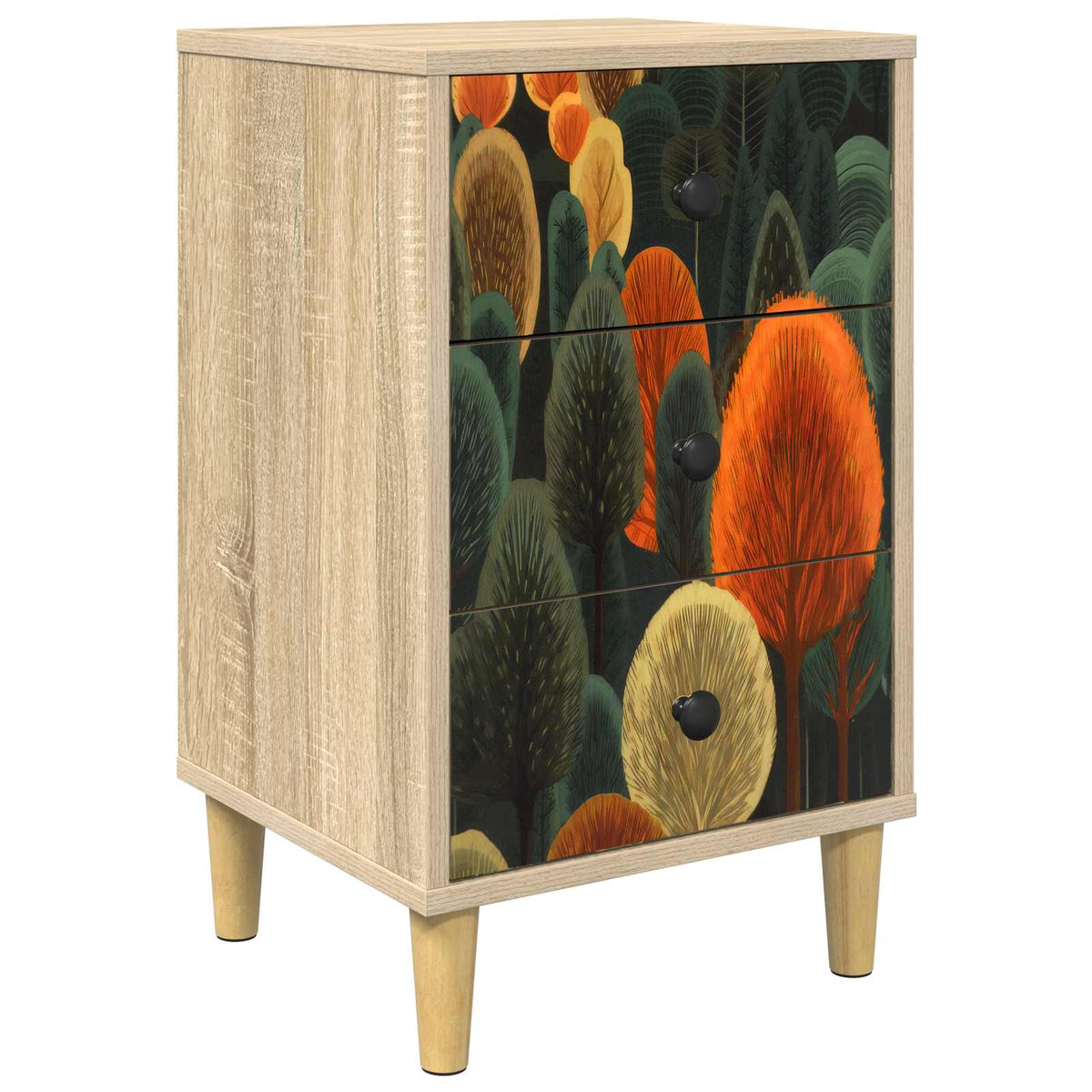 Wooden Bedside Cabinet 36cm Wide With 3 Drawers - Zaandam