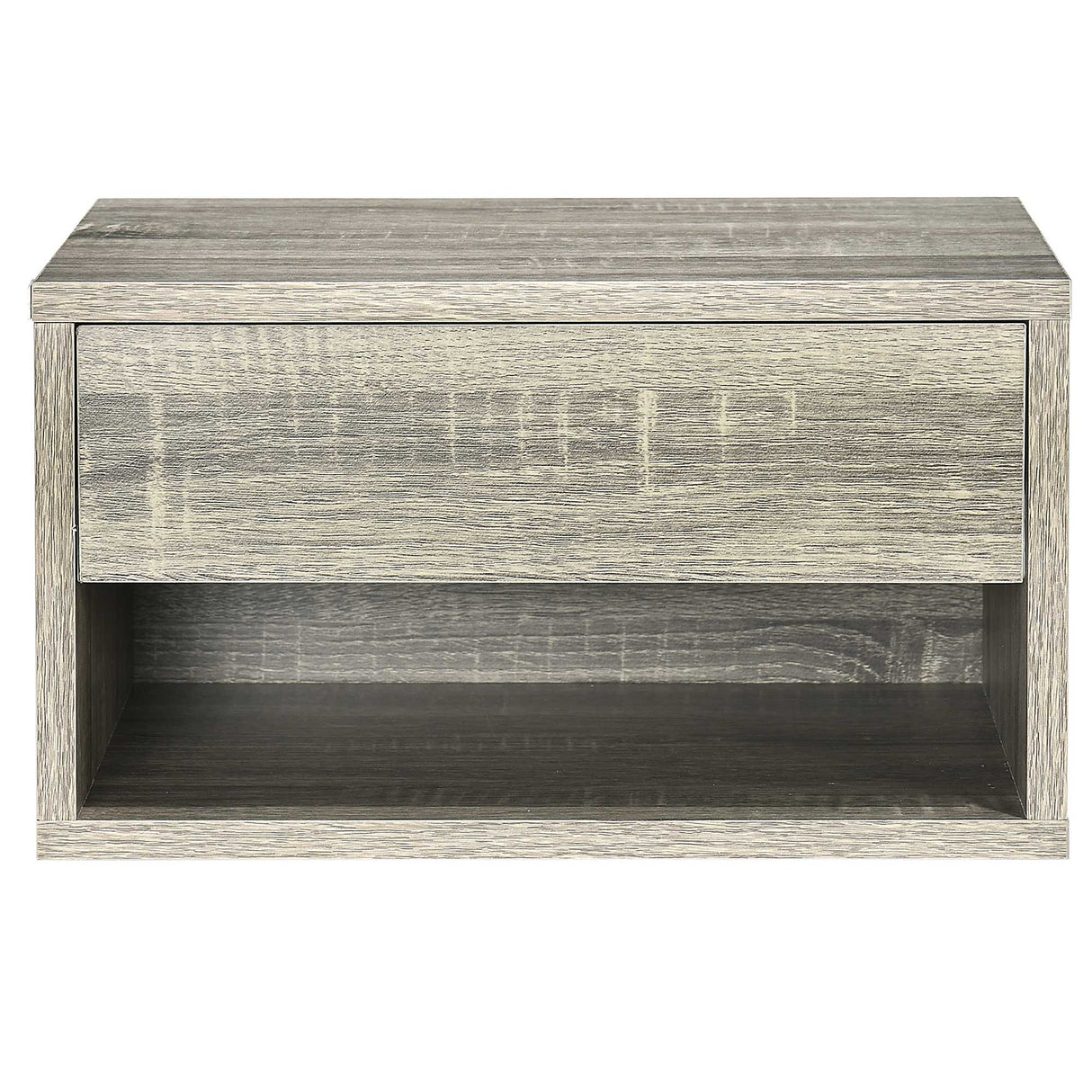 Wooden Bedside Cabinet 37cm Wide Wall Hung With 1 Drawer in Set Of 2 - Velmora
