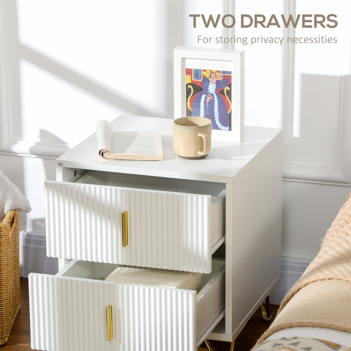 Wooden Bedside Cabinet 40cm Wide in Set Of 2 - Velmora