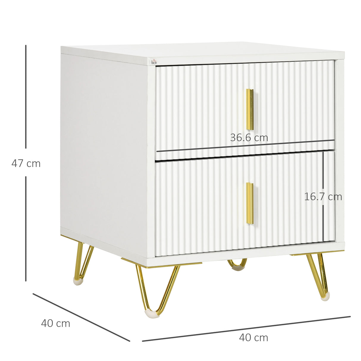 Wooden Bedside Cabinet 40cm Wide in Set Of 2 - Velmora