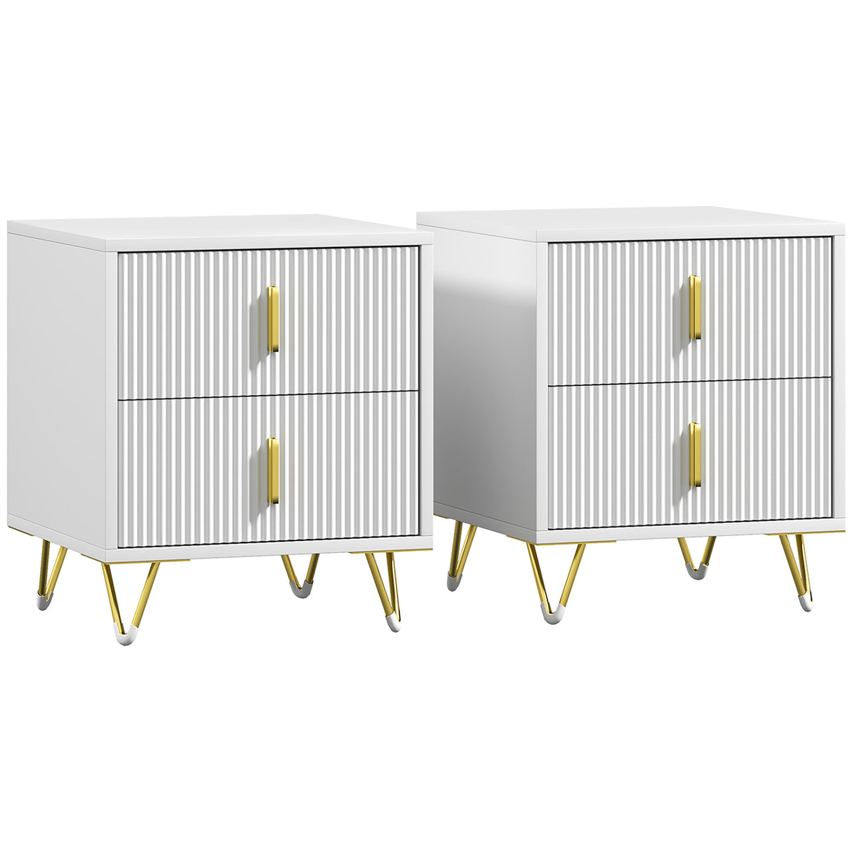 Wooden Bedside Cabinet 40cm Wide in Set Of 2 - Velmora