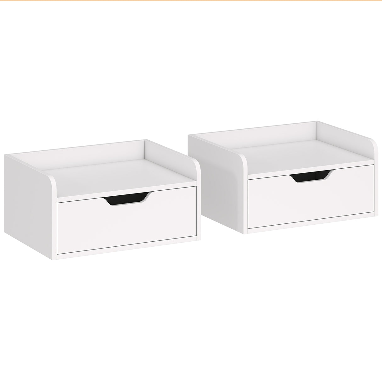 Wooden Bedside Cabinet 40cm Wide Wall Hung With 1 Drawer in Set Of 2 - Velmora