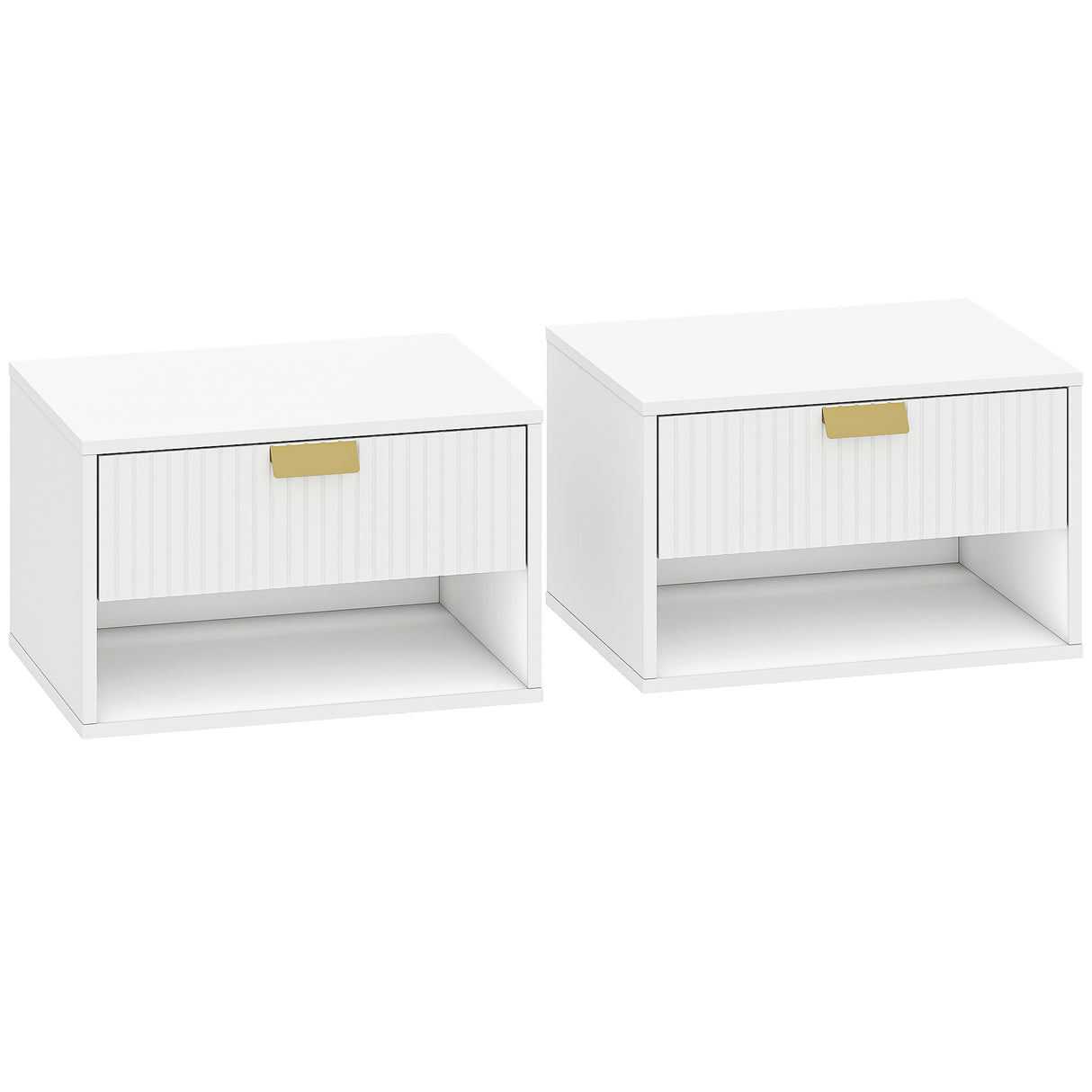 Wooden Bedside Cabinet 40cm Wide Wall Mounted in Set Of 2 - Velmora