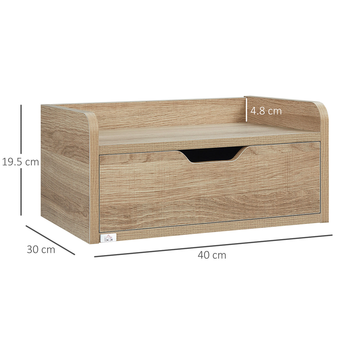 Wooden Bedside Cabinet 40cm Wide Wall Mounted With 1 Drawer in Set Of 2 - Velmora