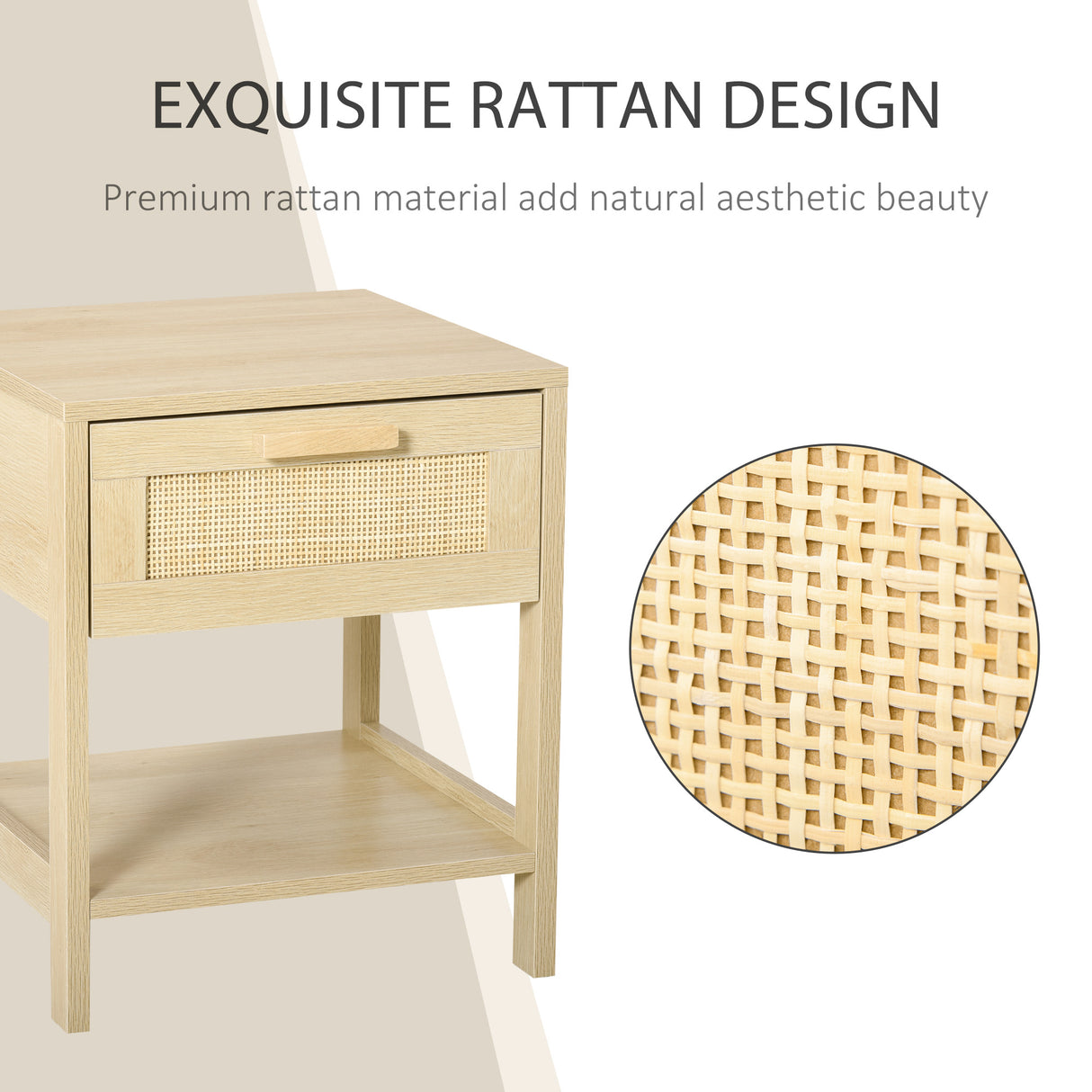 Wooden Bedside Cabinet 40cm Wide With 1 Drawer And Shelf - Velmora