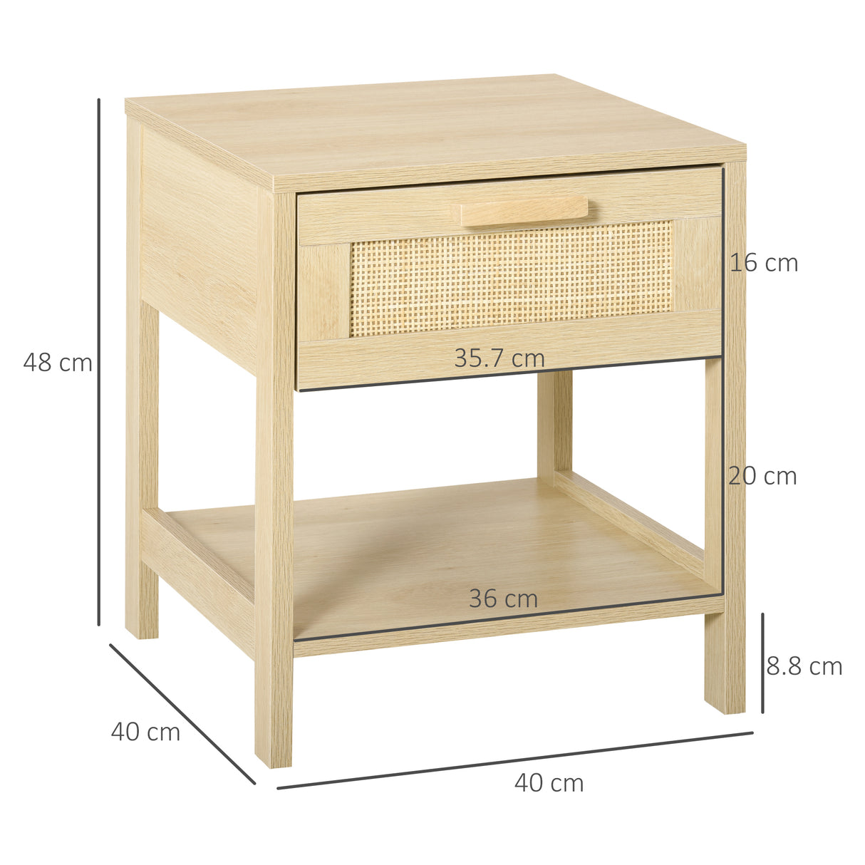 Wooden Bedside Cabinet 40cm Wide With 1 Drawer And Shelf - Velmora