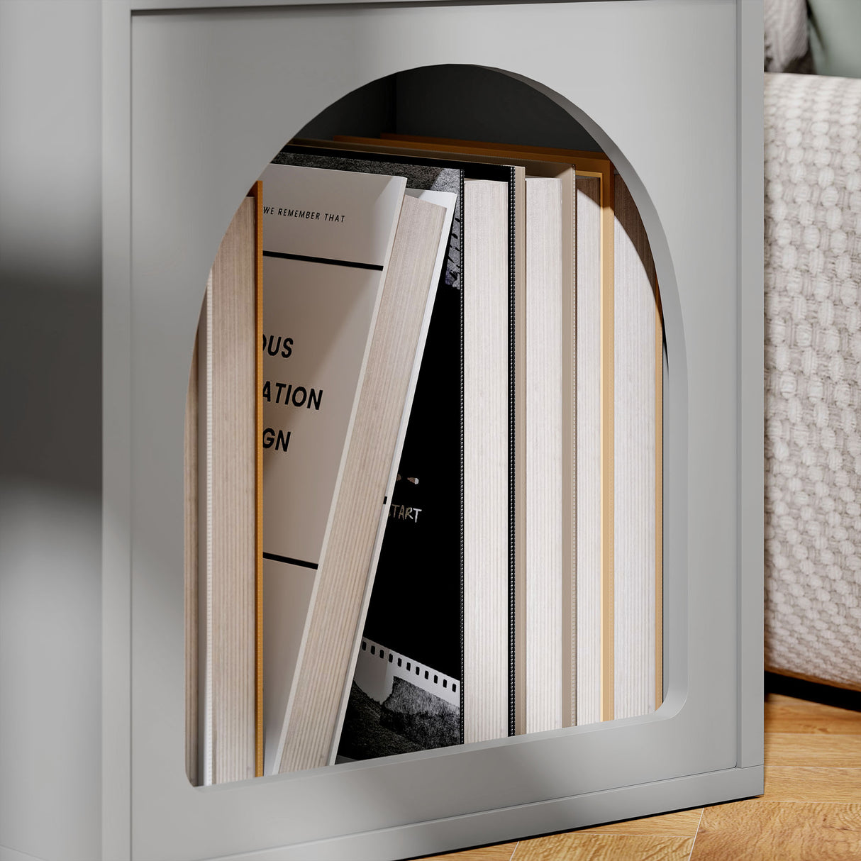 Wooden Bedside Cabinet 40cm Wide With 2 Open Compartments - Velmora