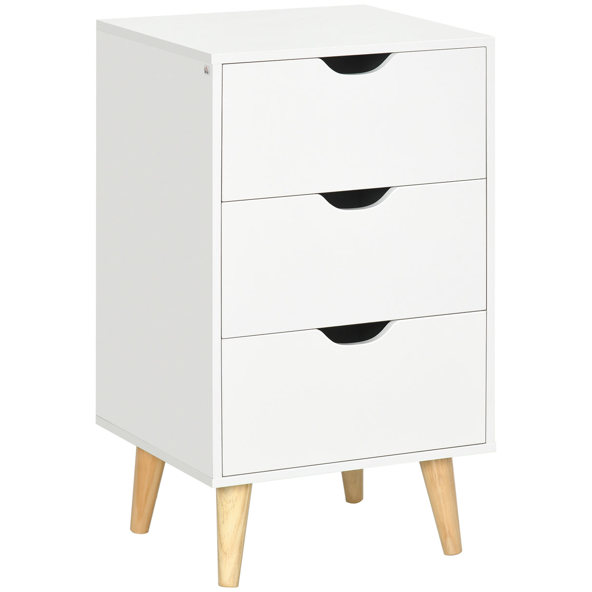 Wooden Bedside Cabinet 40cm Wide With 3 Drawers And Oak Legs - Velmora