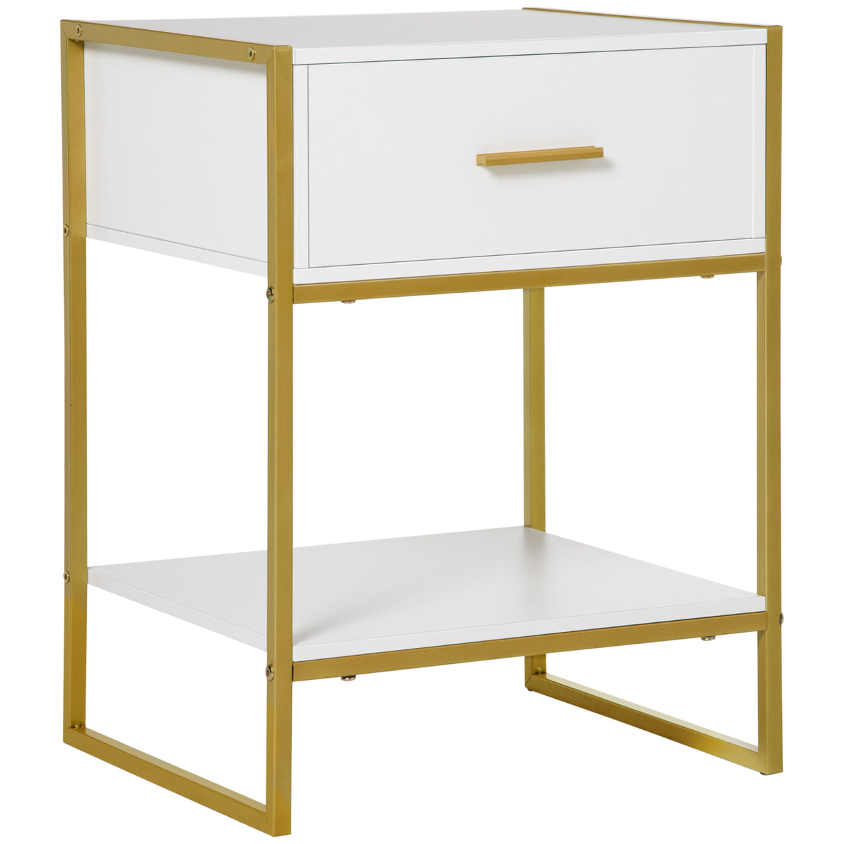 Wooden Bedside Cabinet 45cm Wide With 1 Drawer And Shelf - Velmora