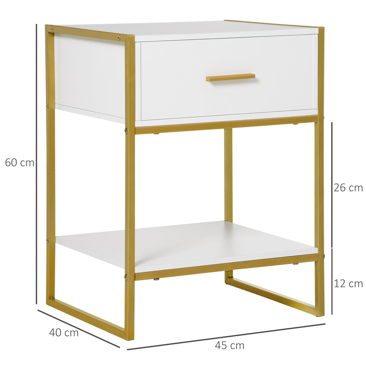 Wooden Bedside Cabinet 45cm Wide With 1 Drawer And Shelf - Velmora